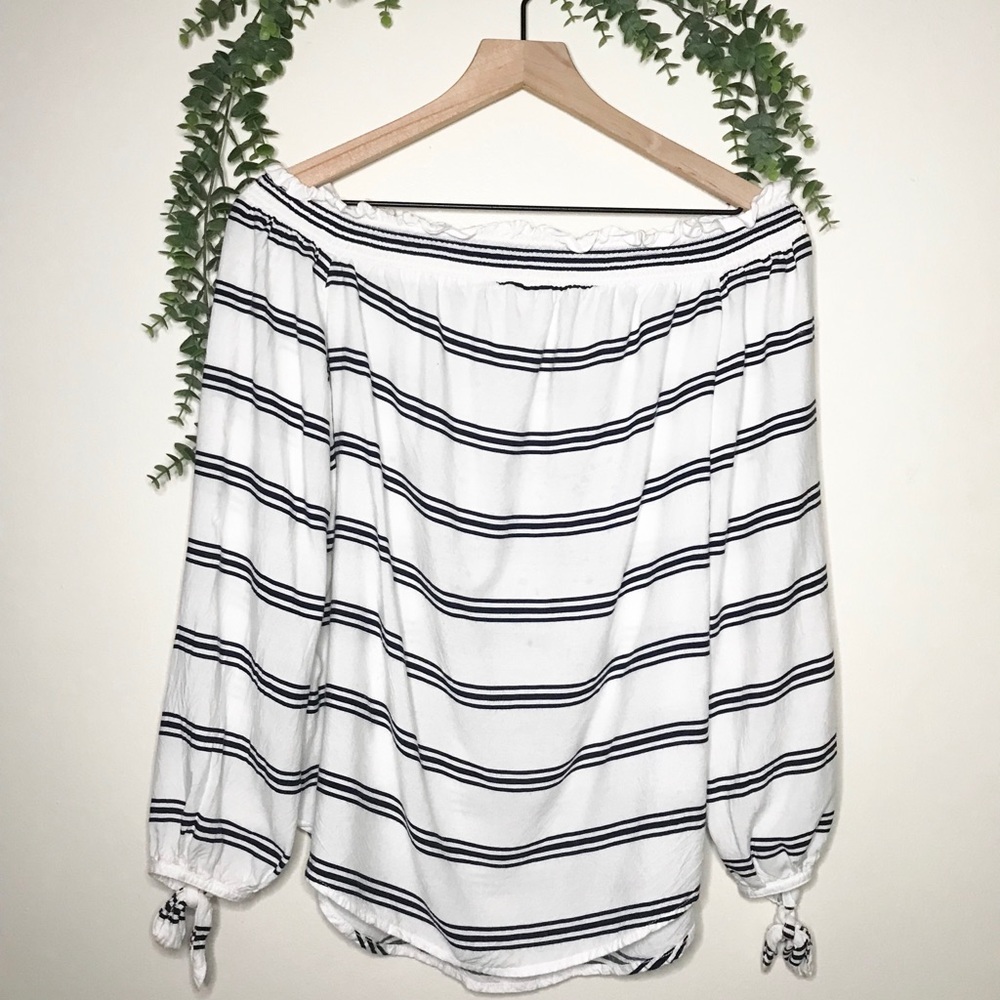 Striped off the shoulder top